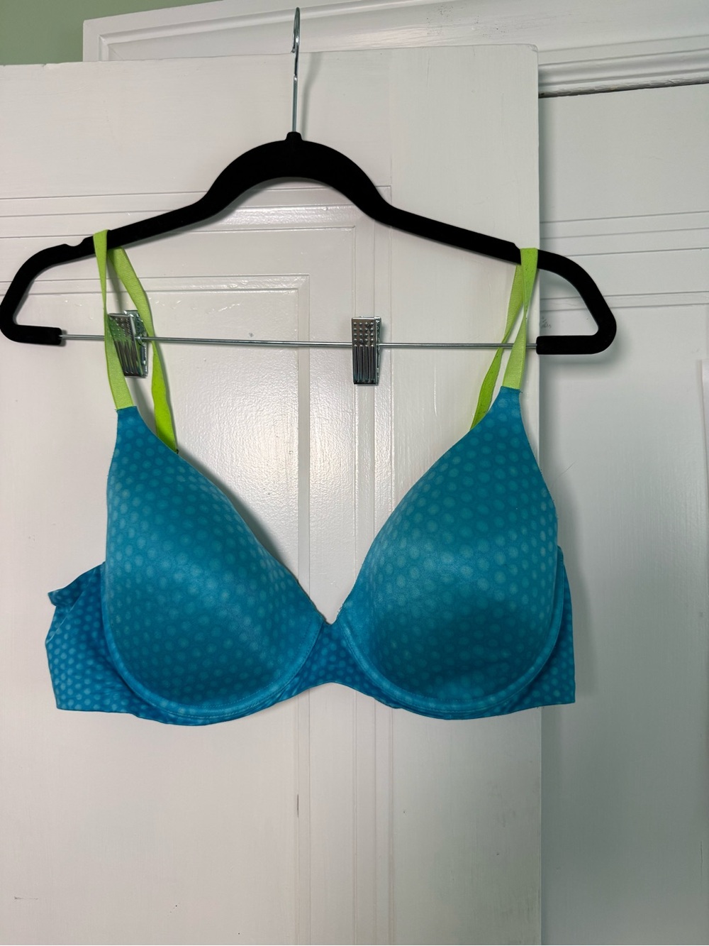 Sunnis by Aerie Bra in Teal with Lime Straps